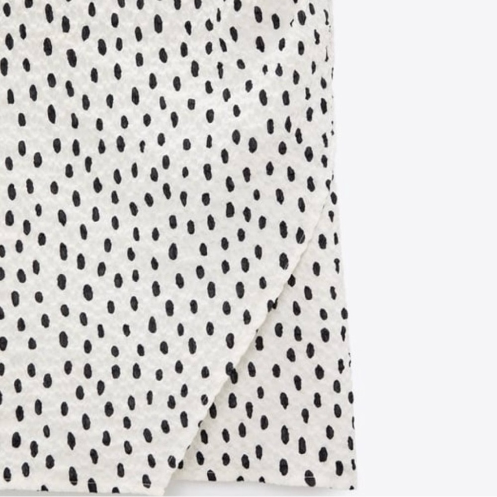 Zara Polka Dot MINI Dress Size S, Black Dots on White - Picture 4 of 5